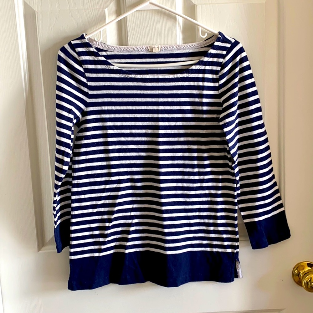 navy and white striped boatneck tee - Picture 1 of 3